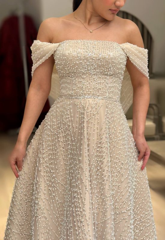 İnci Nakış Midi Tasarım Elbise